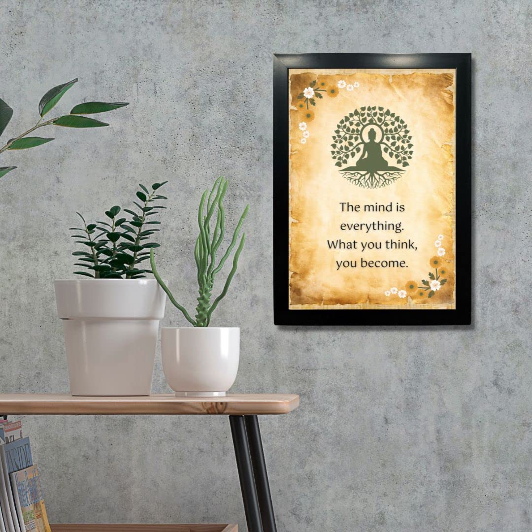 Kagaz Kala - Buddha Wall Frame For Home Living Room Study Room - Buddha Frame Quoets And Paintings (The Mind Is Everything)